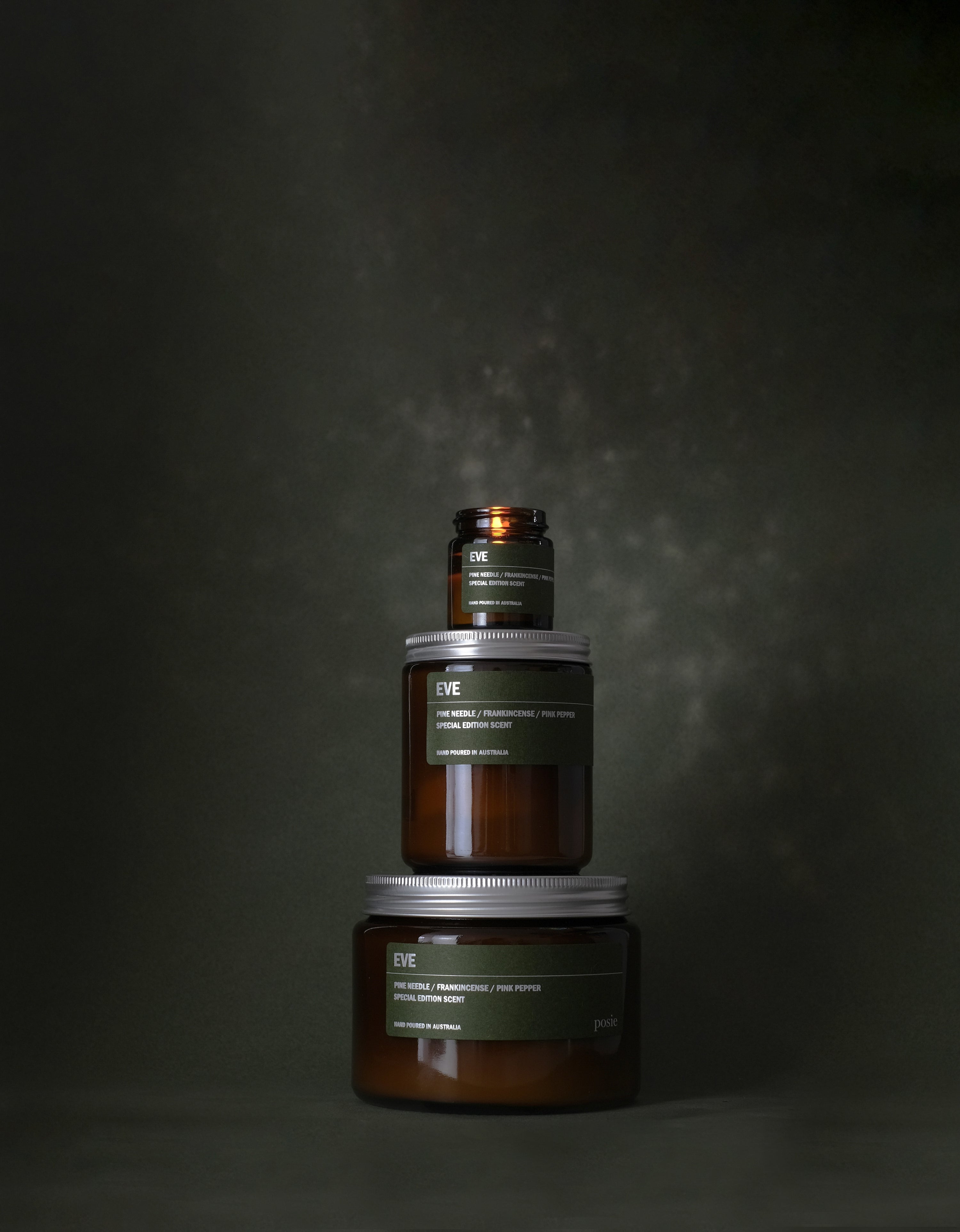 EVE: Pine Needle / Frankincense / Pink Pepper Small Amber Candle 250g