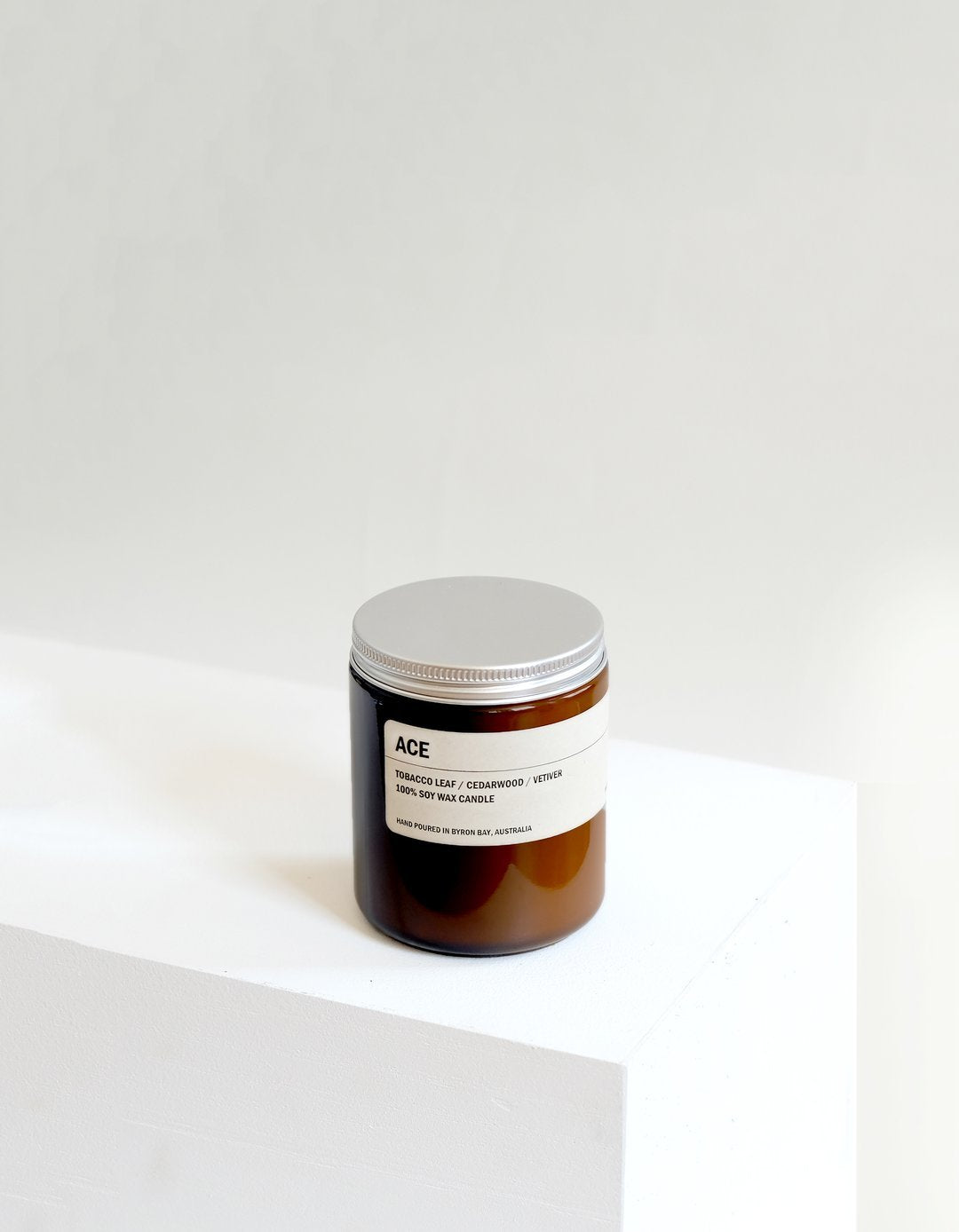 ACE: Tobacco Leaf / Cedarwood / Vetiver Small Amber Candle 250g