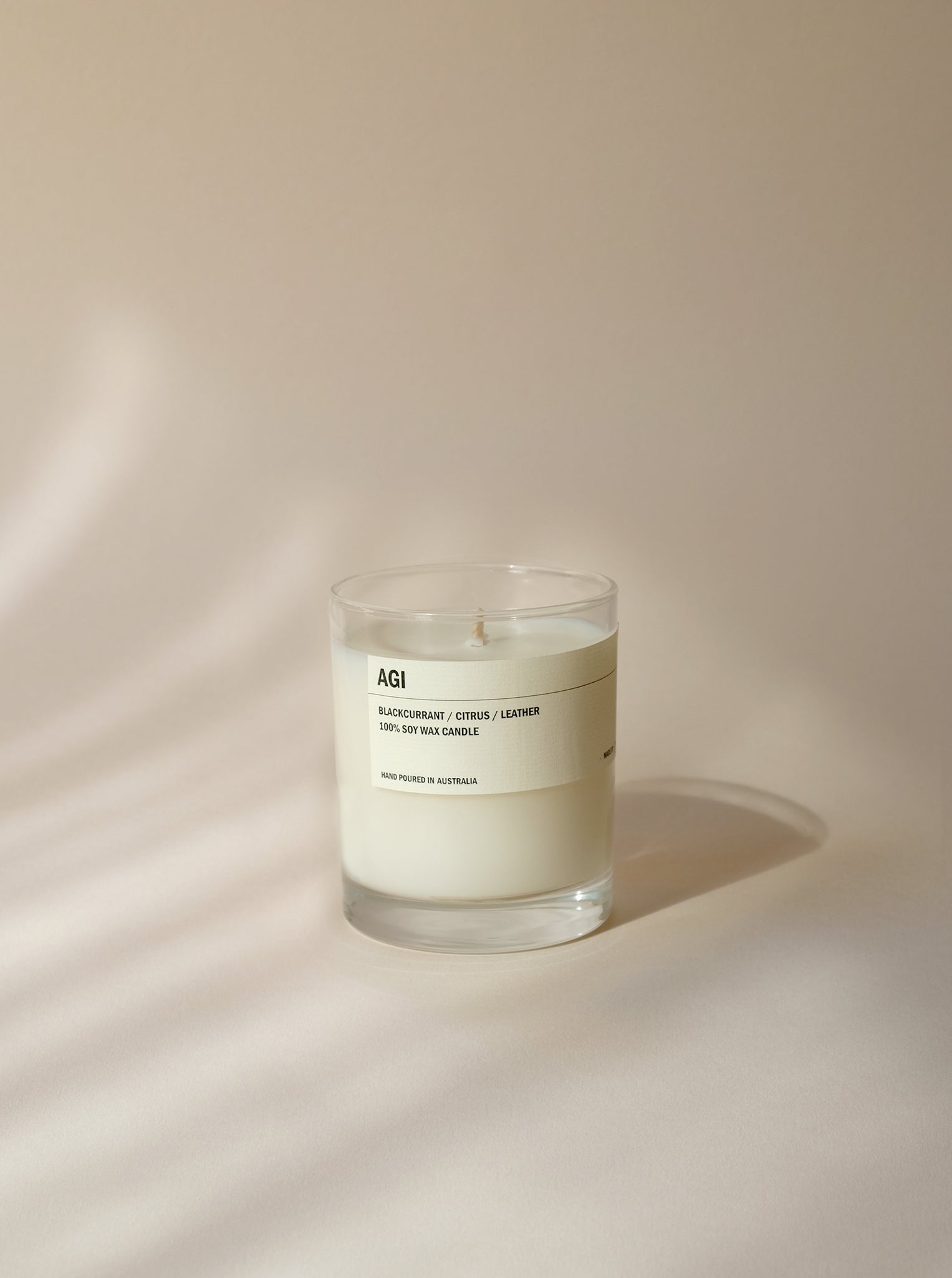 AGI: Blackcurrant / Citrus / Leather Clear Candle 300g